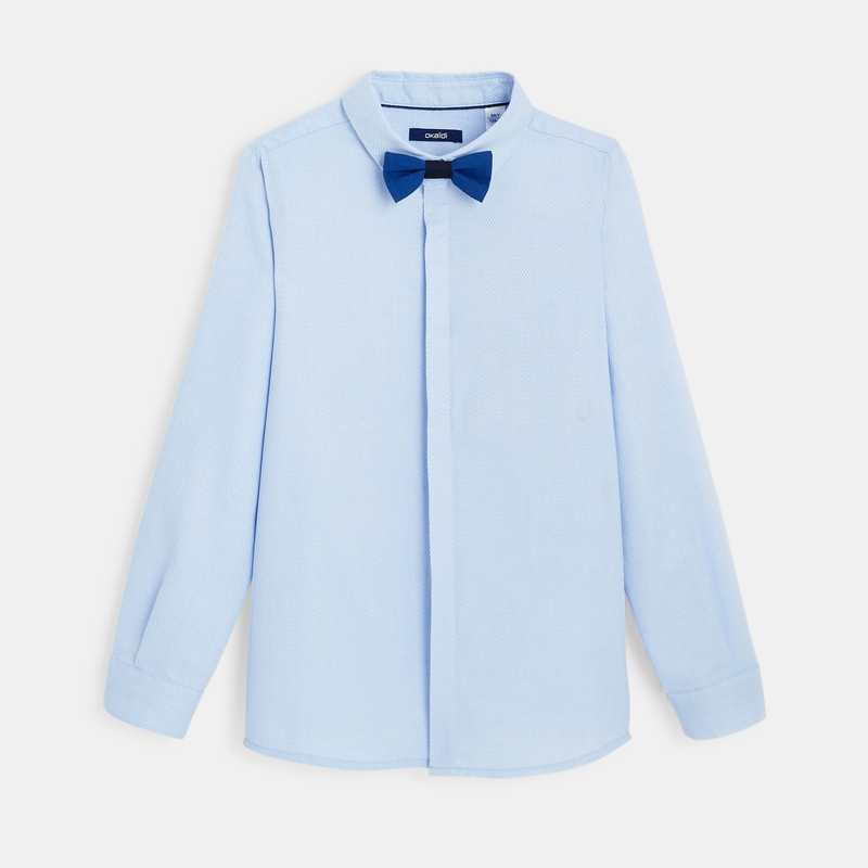 Chemise coton fantaisie et noeud papillon bleue garçon