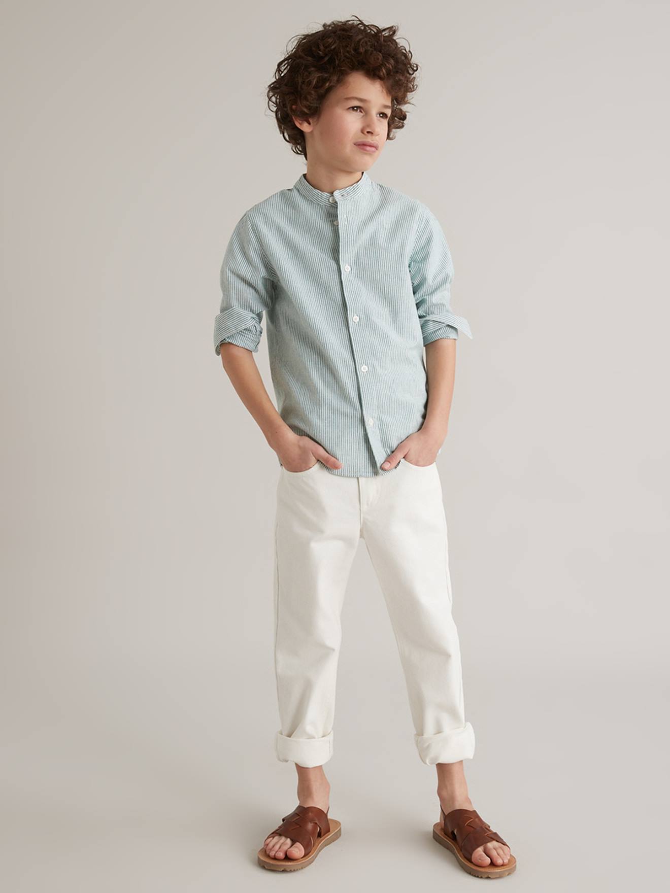 Chemise rayée col Mao CYRILLUS rayé vert