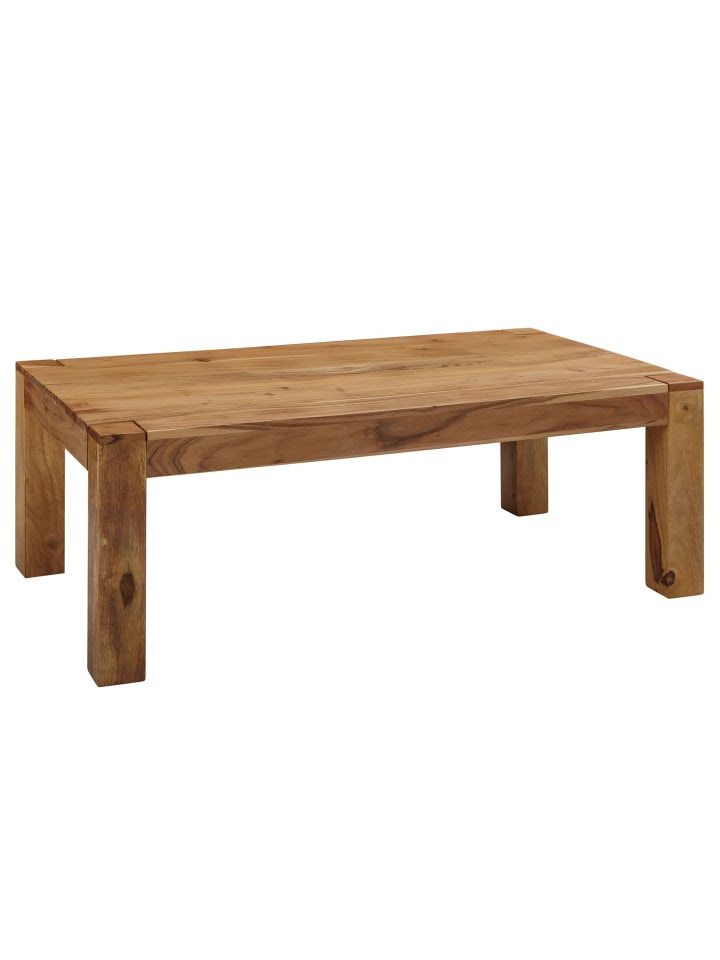 KADIMA DESIGN Rustikaler Couchtisch NAKO: Akazienholz, quadratisch, pflegeleicht in Beige günstig kaufen
