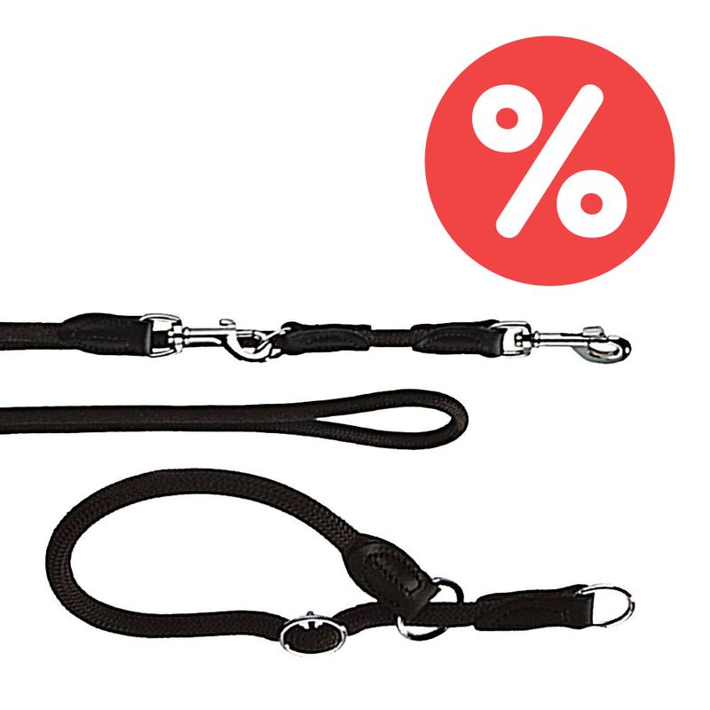 Sparset HUNTER Hundeleine + Halsband Freestyle, schwarz | bitiba