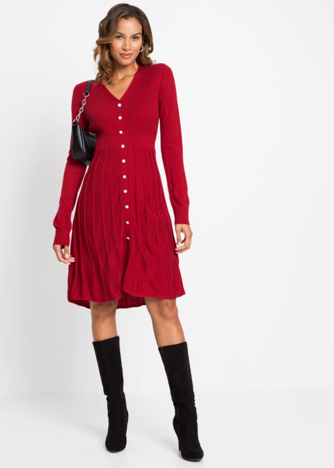 Strickkleid mit Plissee