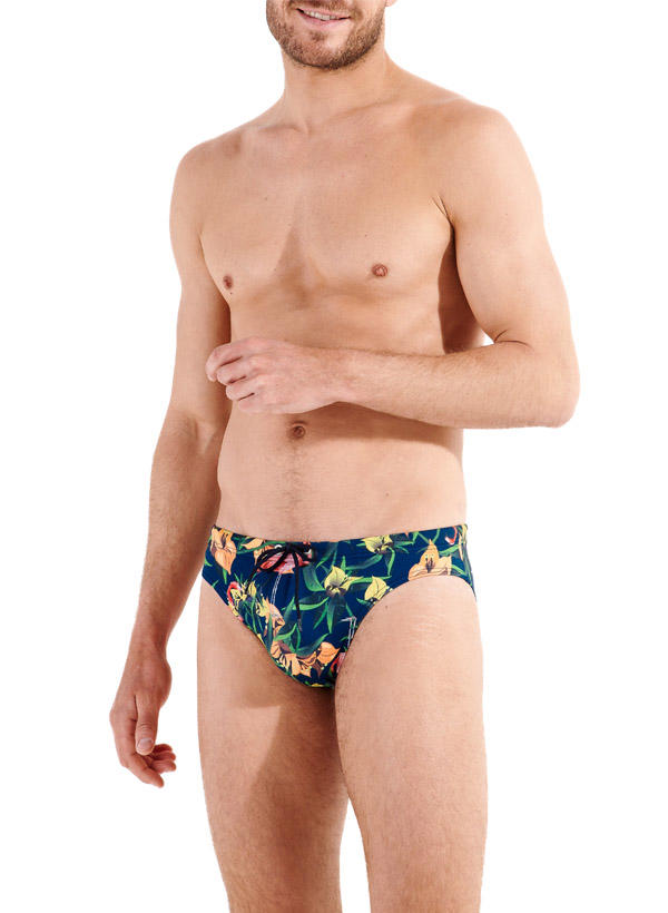 HOM, Badeslip, Mikrofaser, navy gemustert