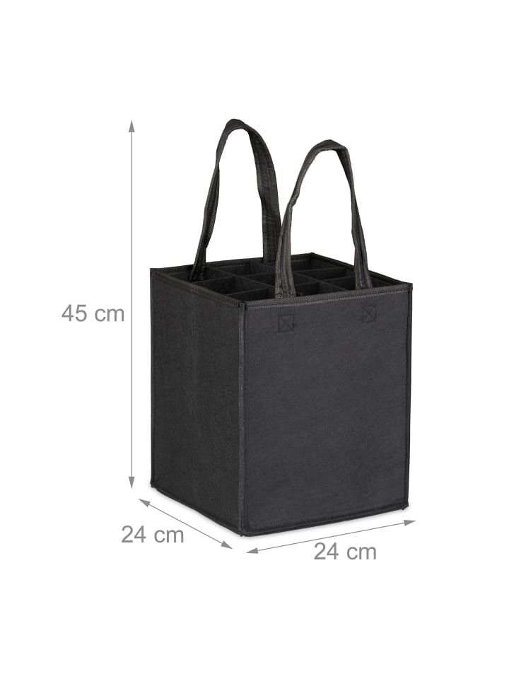 relaxdays 3 x Flaschentasche in Schwarz günstig kaufen onesize