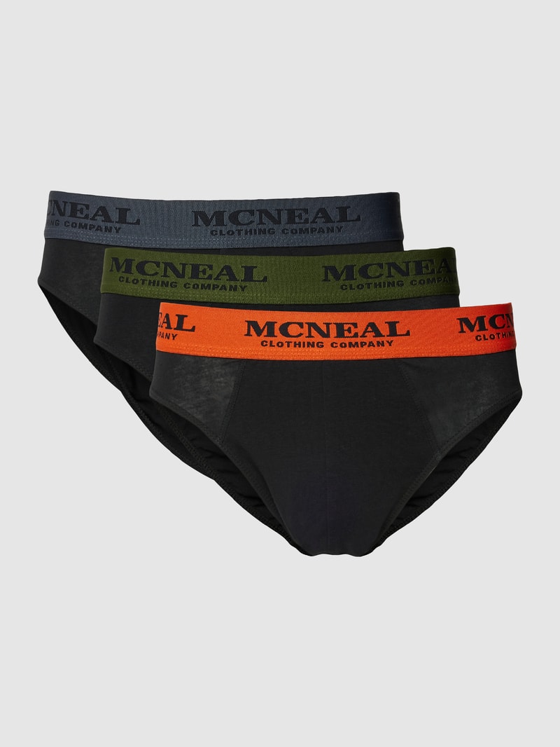 Slip mit elastischem Logo-Bund im 3er-Pack in schwarz