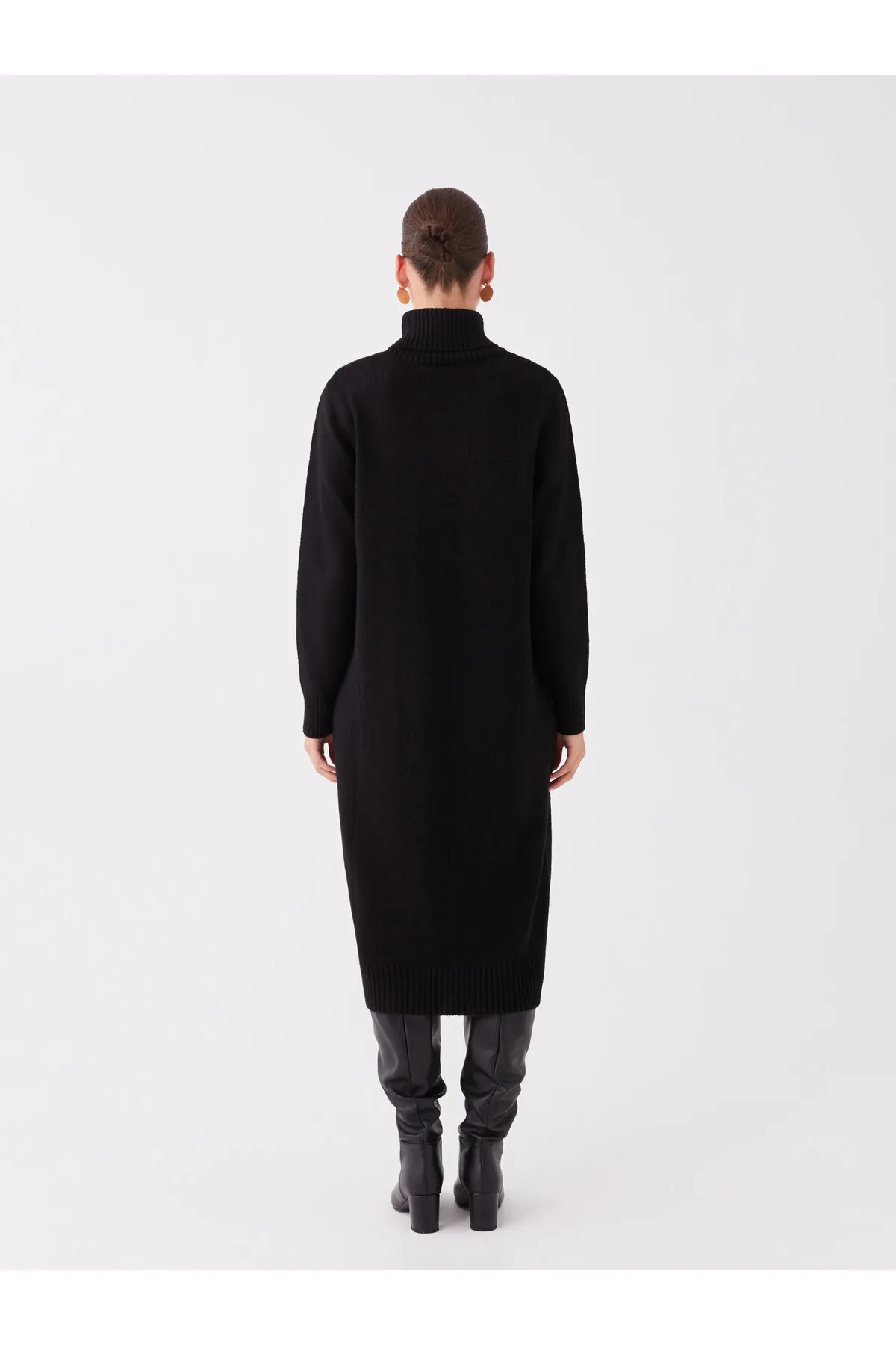 LC Waikiki  Rollkragenpullover, gerades Langarm-Strickkleid für Damen in Übergröße
