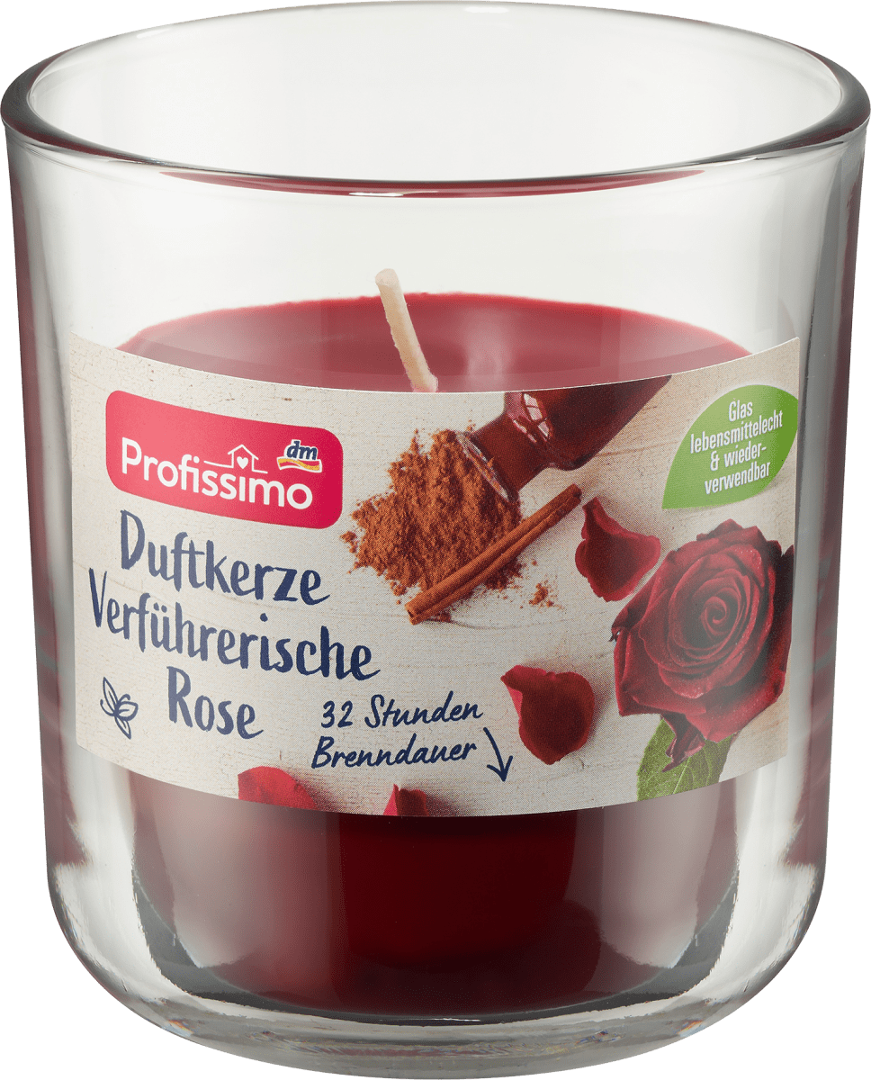 Duftkerze im Glas verführerische Rose, 1 St