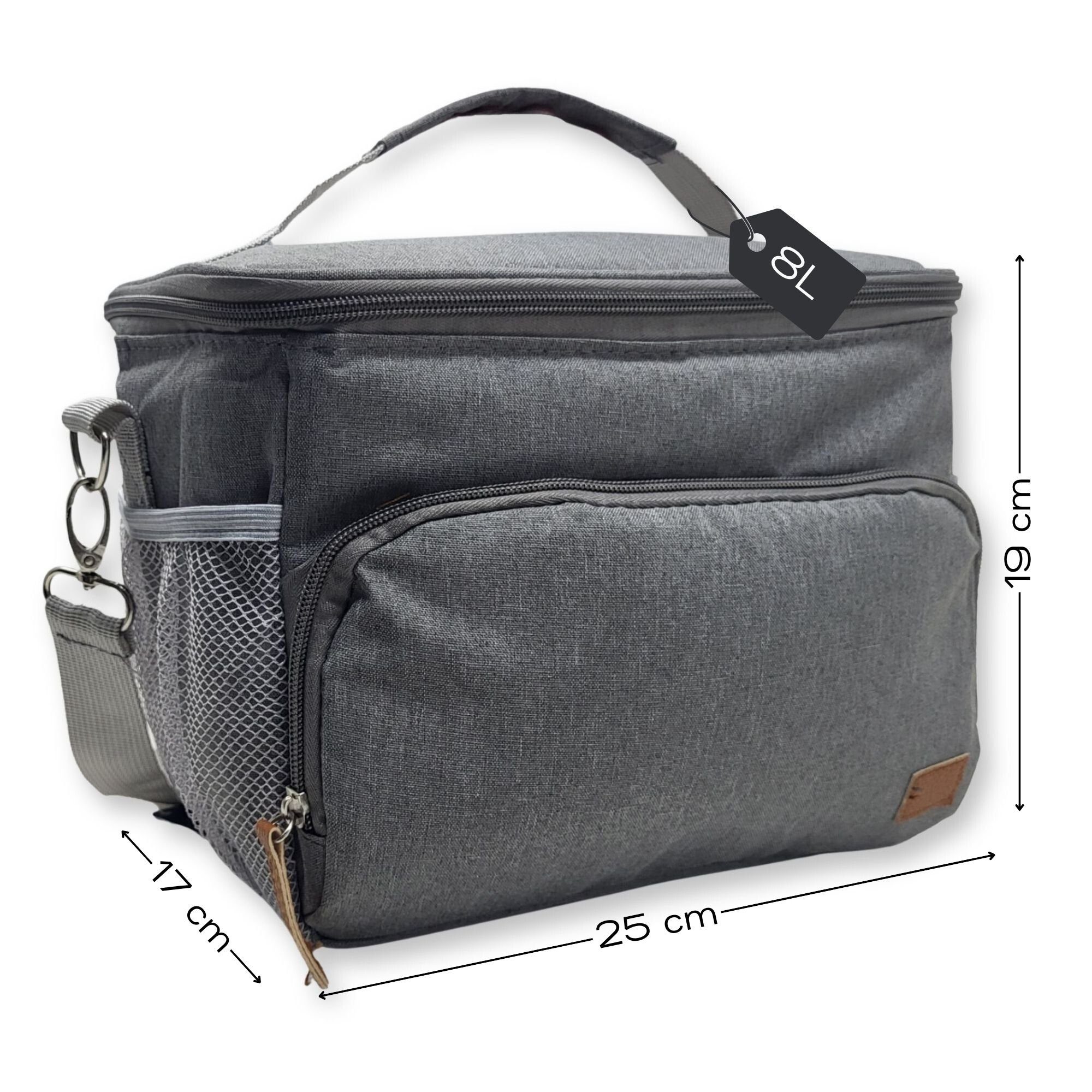 ToCi Kühltasche Kühltasche 8 Liter kleine Thermotasche Auto isolierte Lunchtasche Grau