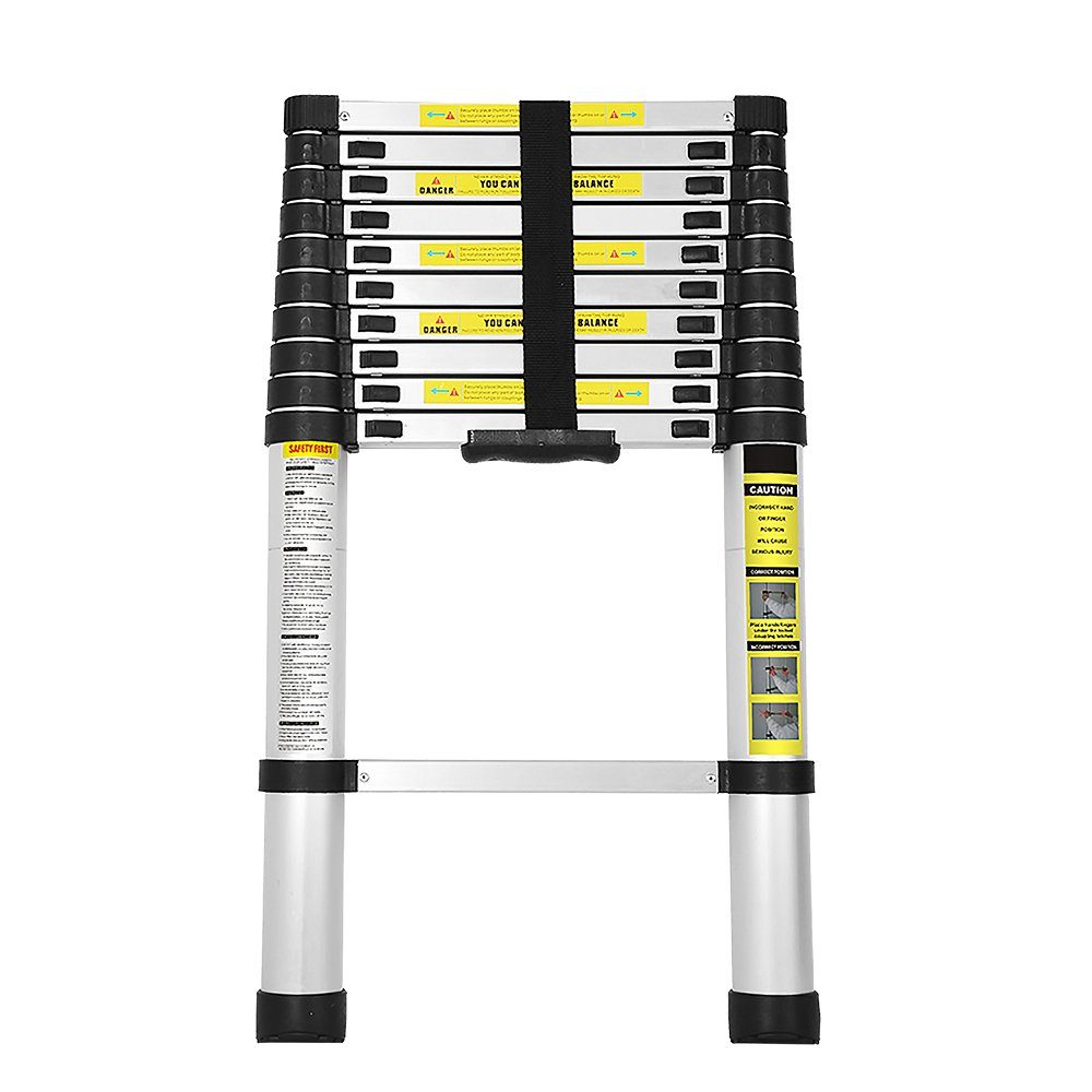 Lospitch Teleskopleiter Teleskopleiter Stehleiter Alu 3,2m Ausziehleiter Anlegeleiter bis150kg