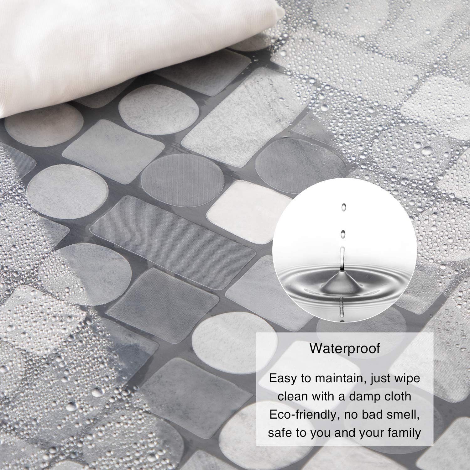 Perfine Duschrollo 3D Duschvorhang Anti-Schimmel mit Gewicht Magnet unten, Wasserdicht (SET), Wasserdicht Antibakteriell EVA Vorhang für Dusche und Badewanne