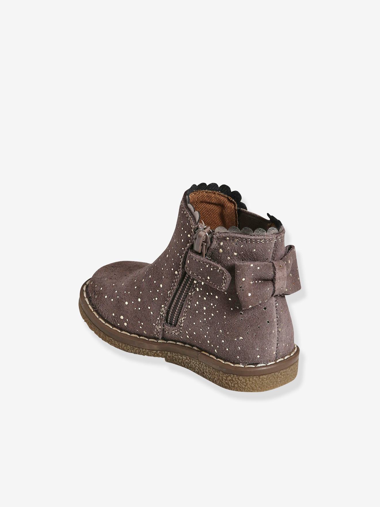 Boots cuir bébé fille élastiqués bleu marine