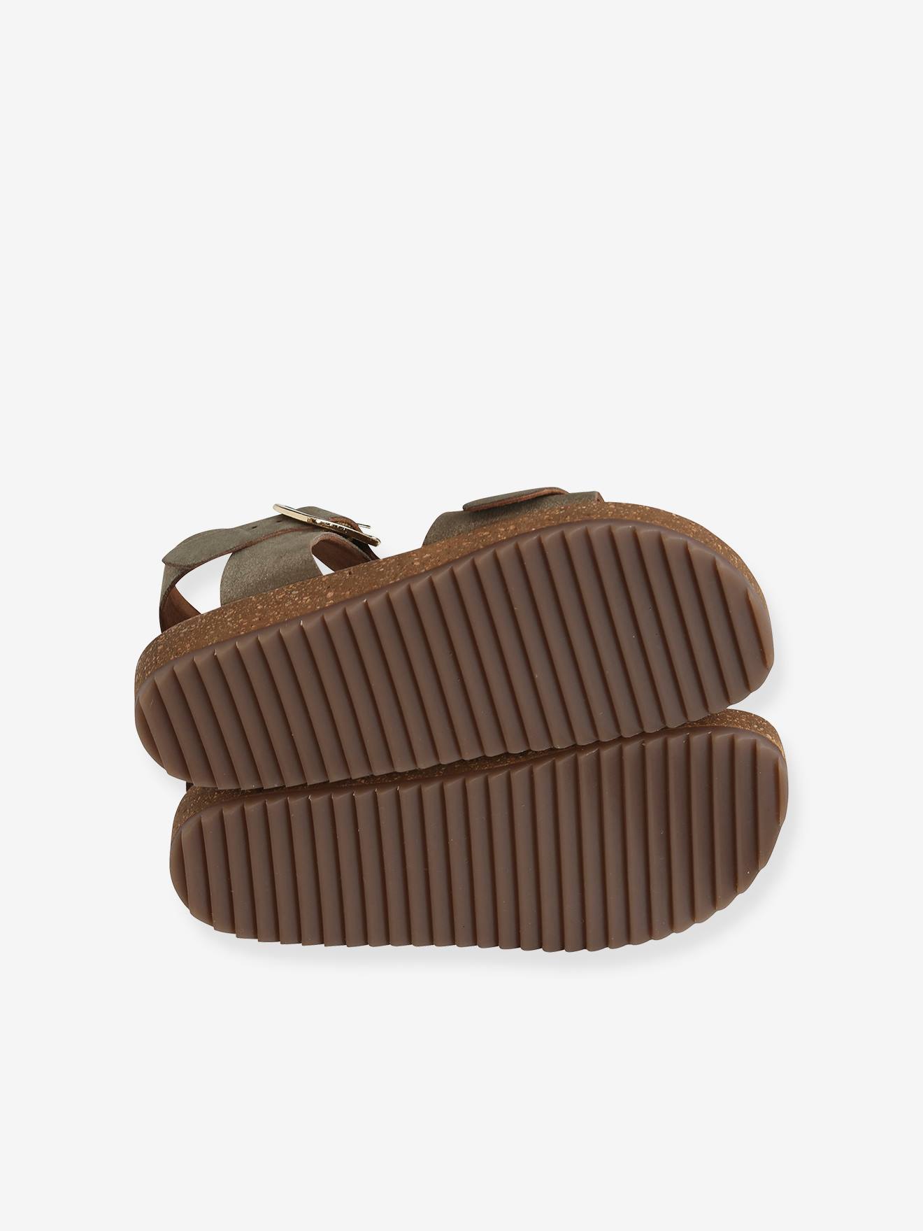 Sandales moussées cuir fille or