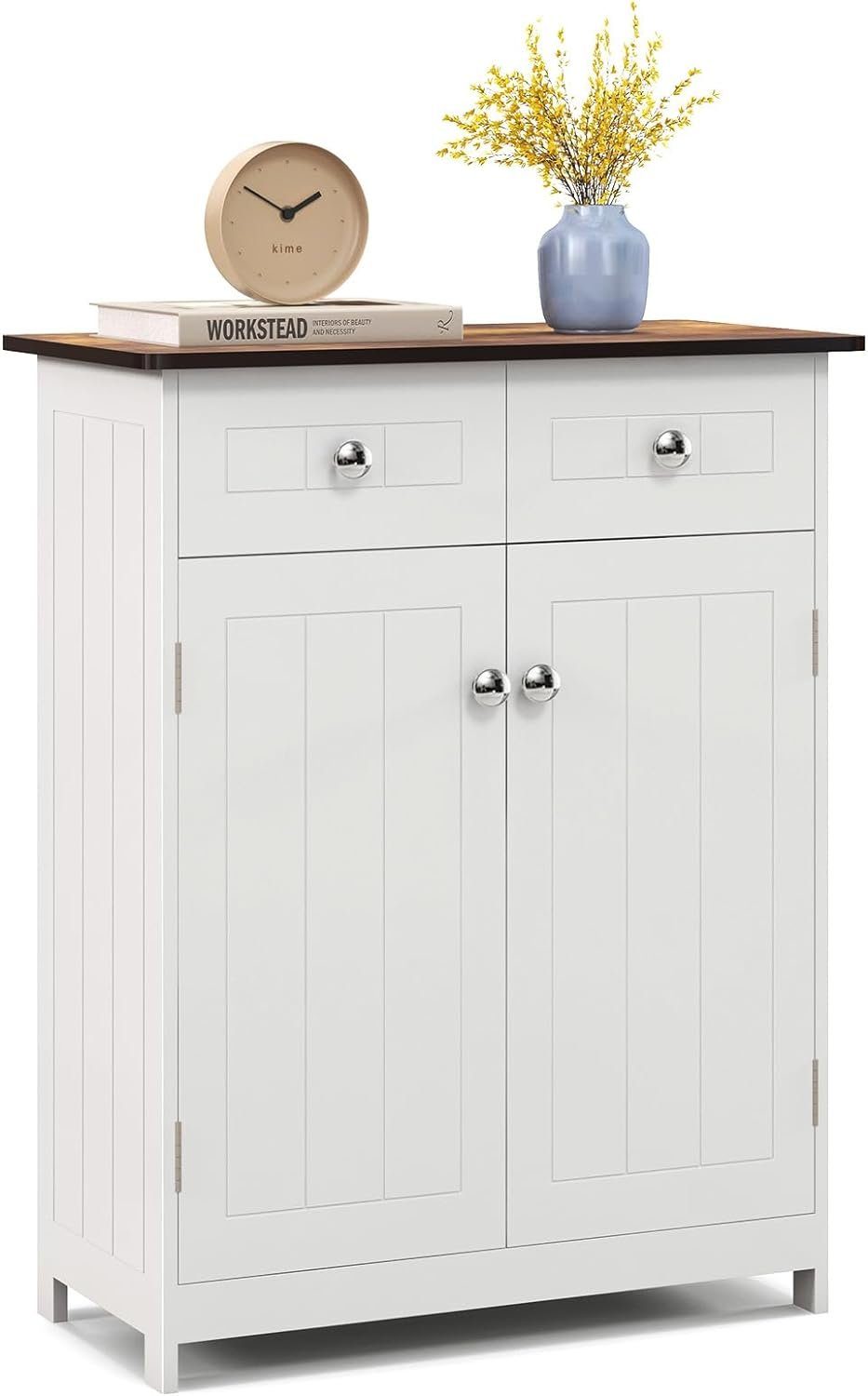 KOMFOTTEU Kommode Badzimmerschrank, mit höhenverstellbarem Regal, 60 x 30 x 75 cm