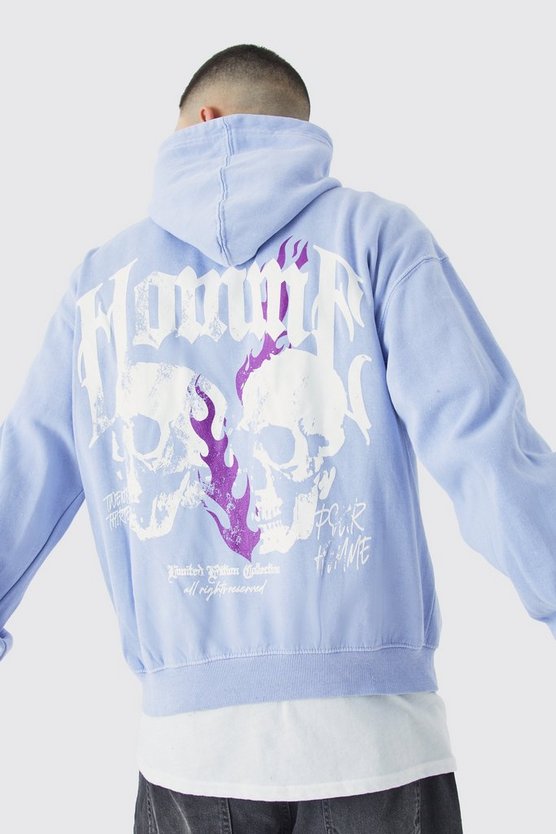 Oversize Hoodie mit Totenkopf-Print