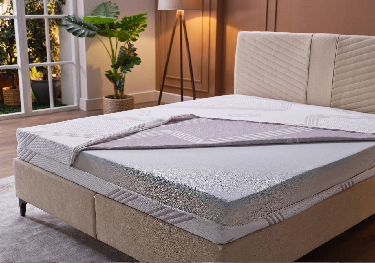 Boxspringmatratze Anti-Aging Visage Kaltschaummatratze mit Premium Visco Memory Foam, ARGAHOME, 24 cm hoch, (Doppelseitige Boxspringmatratze mit zwei Liegehärten, Versteppter Anti -Aging Bezug mit Vitamin E Aloe Vera und Jojobaöl), 90x200