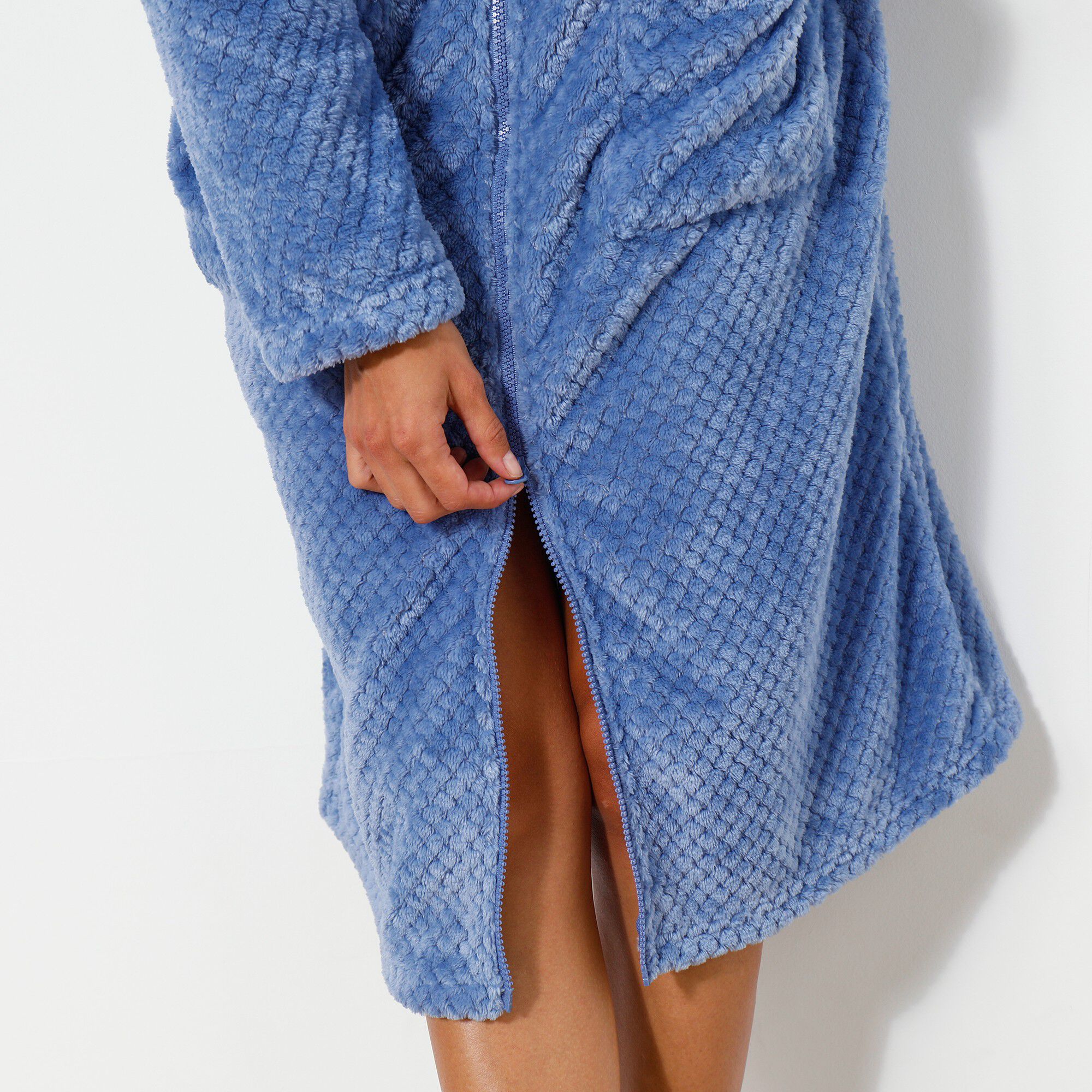 Robe de chambre zippée maille polaire texturée