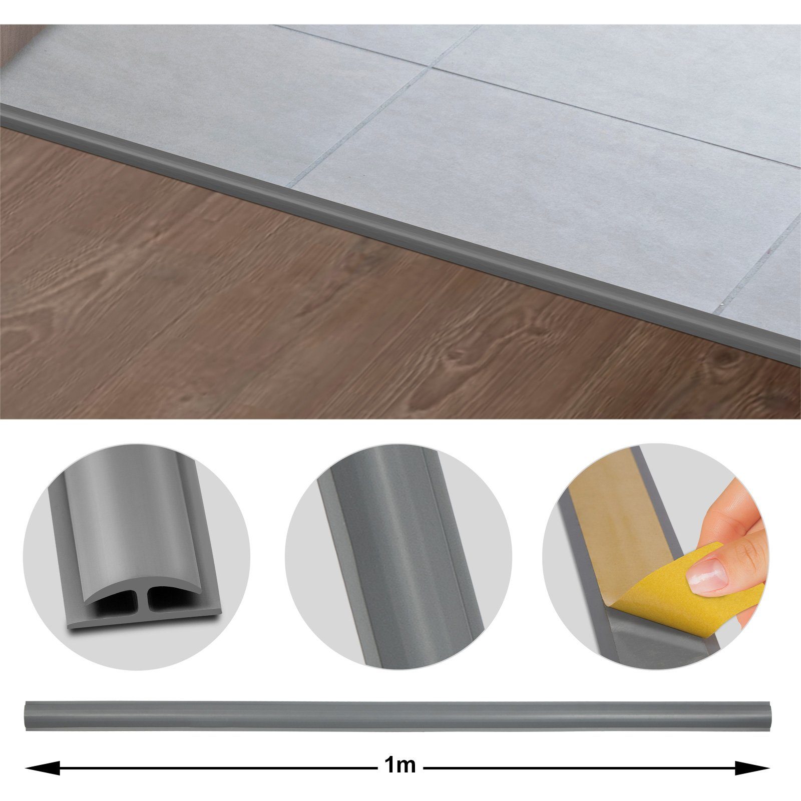Karat Abschlussleiste Doppeleinfassleiste Julia, 3 Farben, 24 x 35 x 6 mm, Selbstklebendes Acrylband, PVC, Selbstklebend