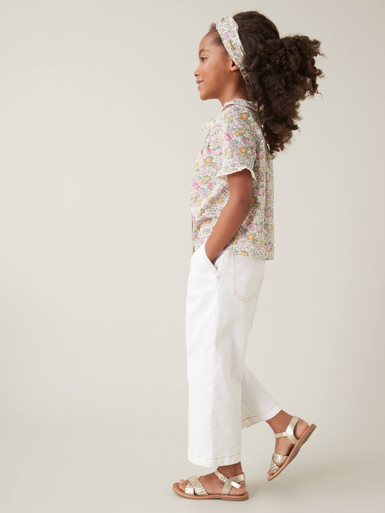 Blouse en tissu Liberty® fille Claire Rich CYRILLUS blanc imprimé