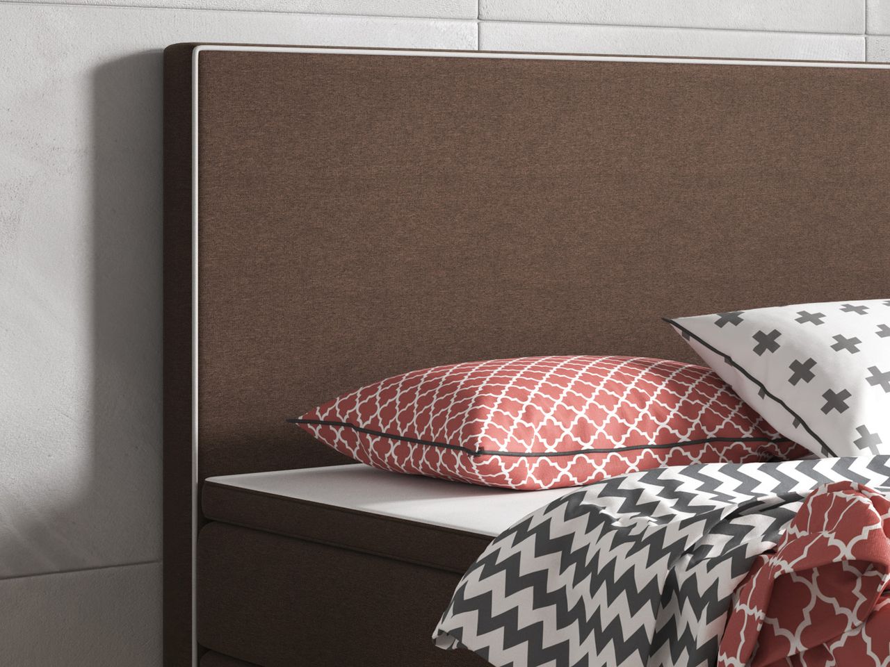 IHG Boxspringbett King Size 180x200 cm Webstoff Braun