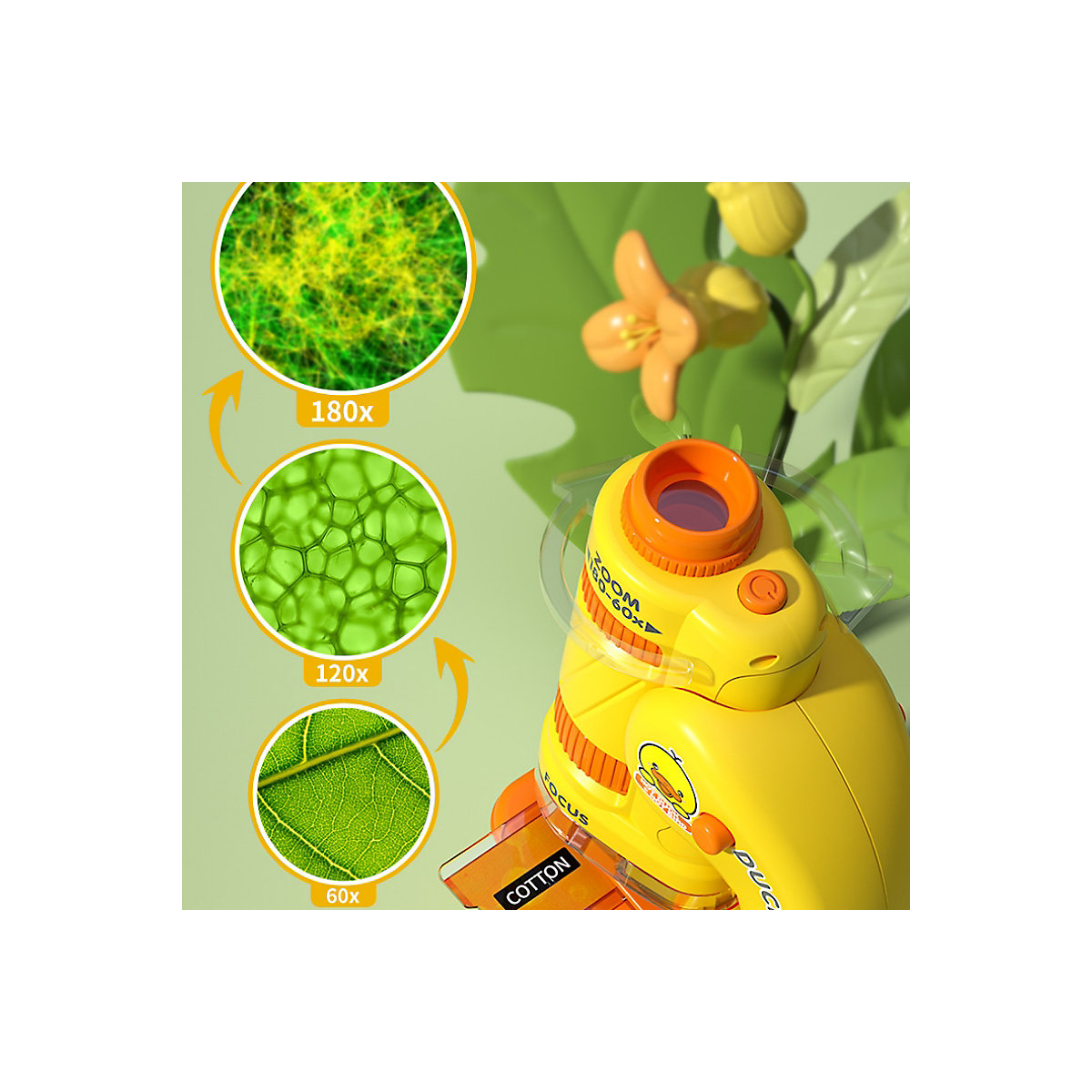Cartoon Mini 3-in-1 Mikroskop Kindergarten Wissenschaft Experiment Set Tragbares Handmikroskop für Kinder