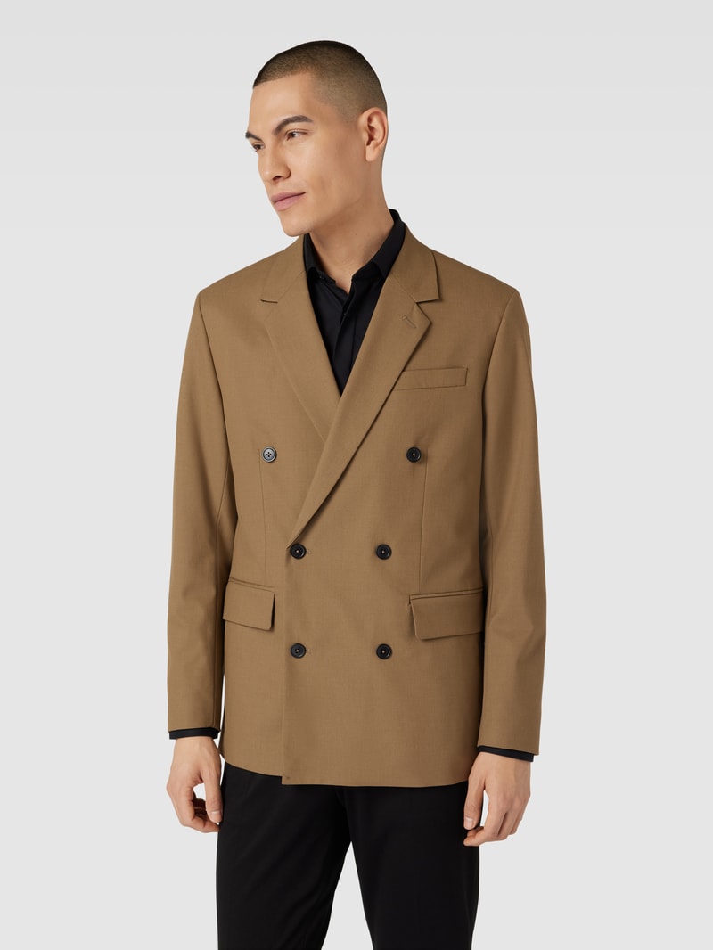 Regular Fit Sakko mit zweireihiger Knopfleiste Modell 'medem' in cognac