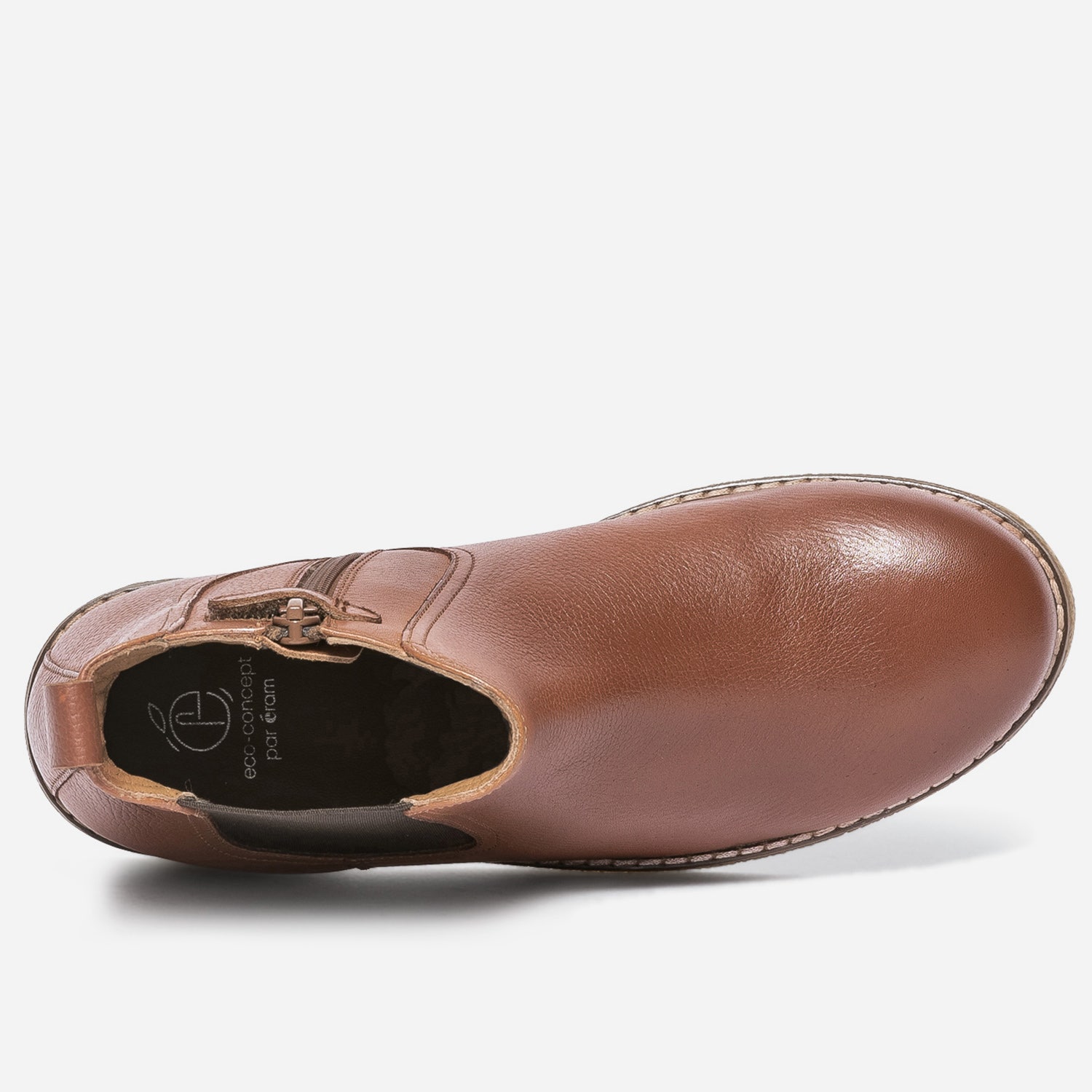 Chelsea boots camel en cuir grainé