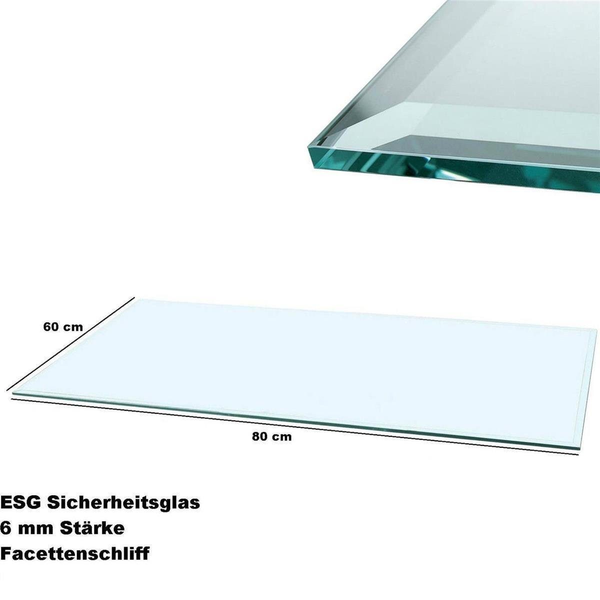 HOOZ Tischplatte Glasplatte Ø60x0,6 cm mit Facettenschliff - schwarz, rund