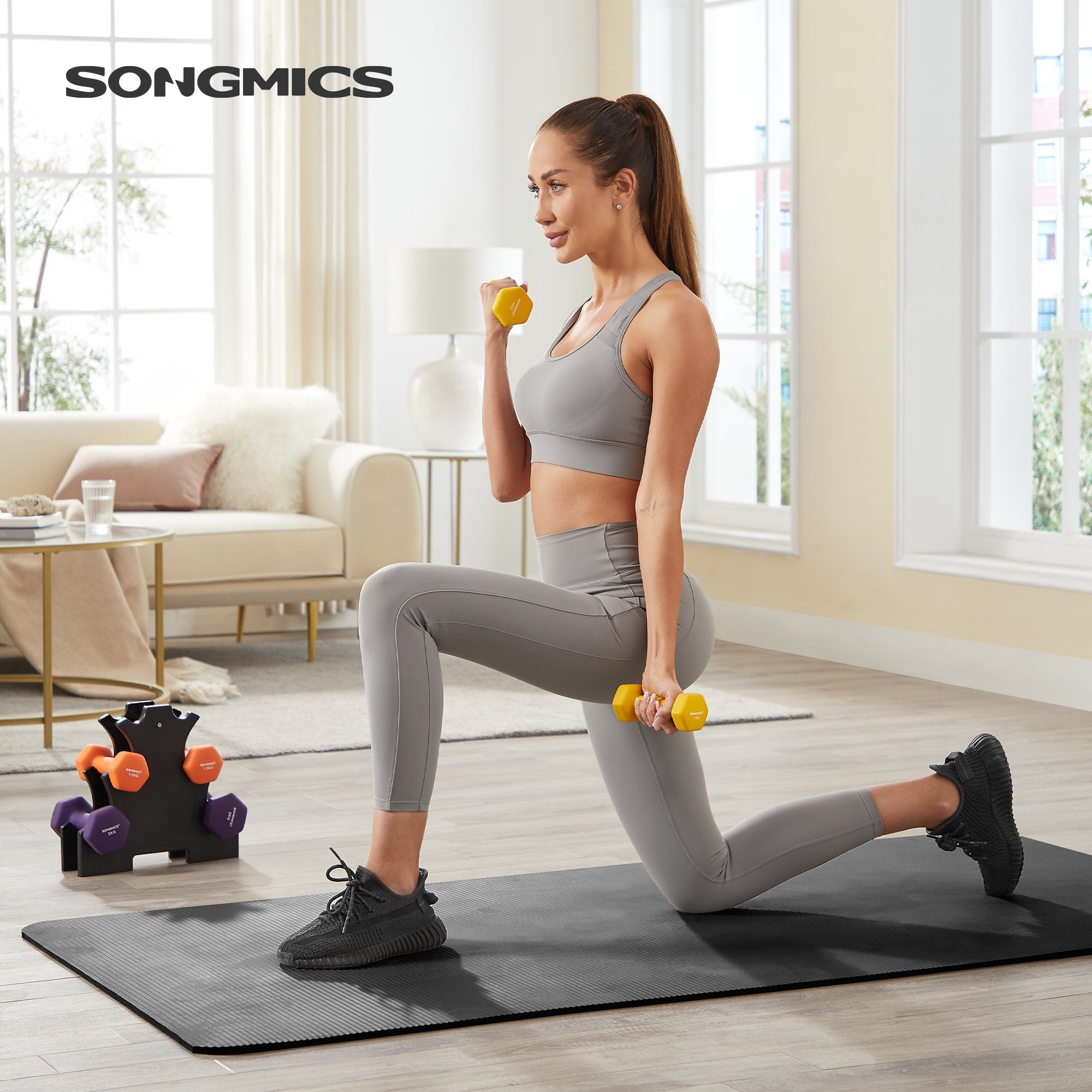 SONGMICS Hantel-Set Kurzhanteln, Hantel Set 9/12kg, Hexagon, Neopren Hanteln