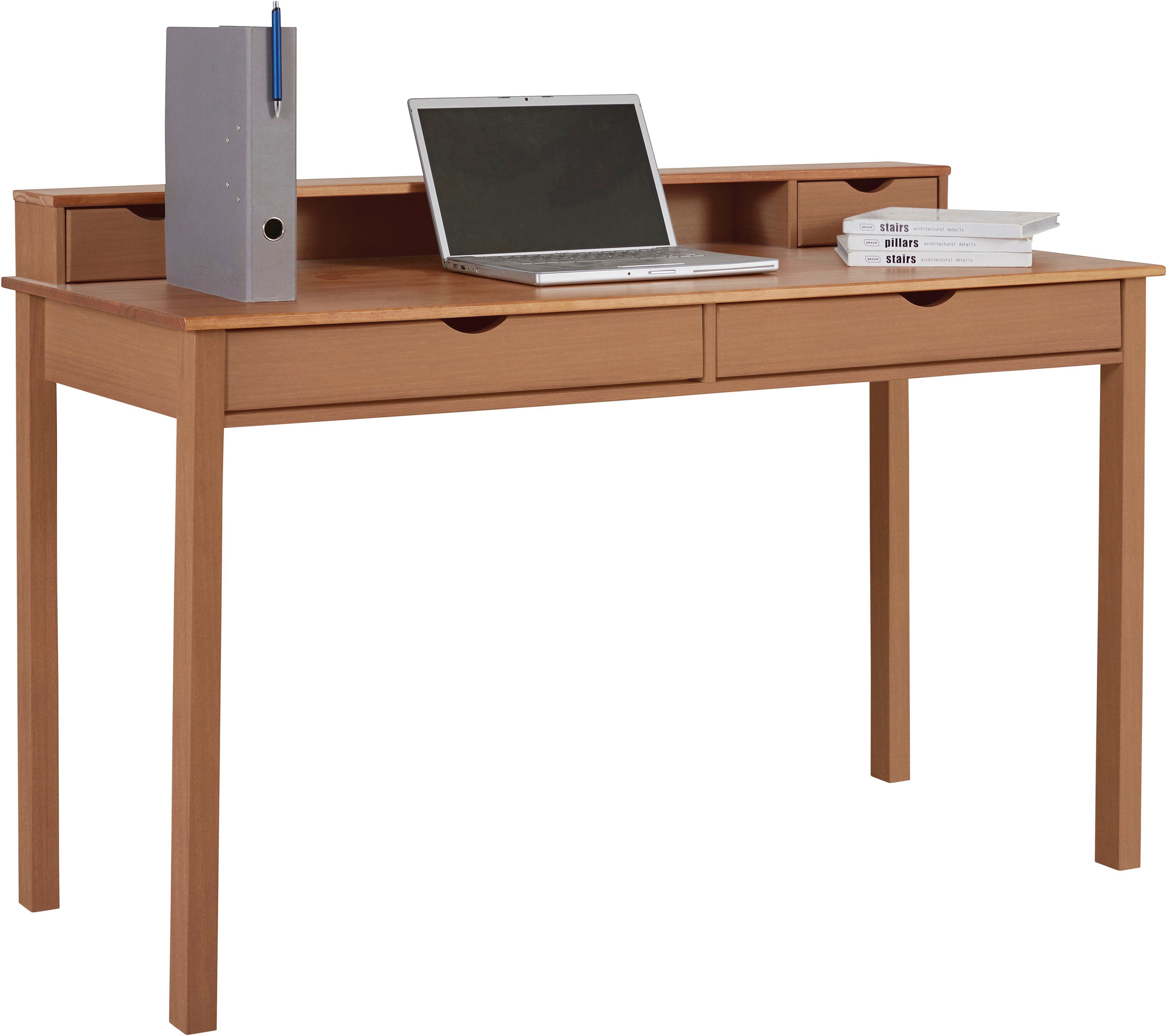 INOSIGN Schreibtisch Gava, aus massiven Kiefernholz, mit praktischen Griffmulden, Breite 140 cm