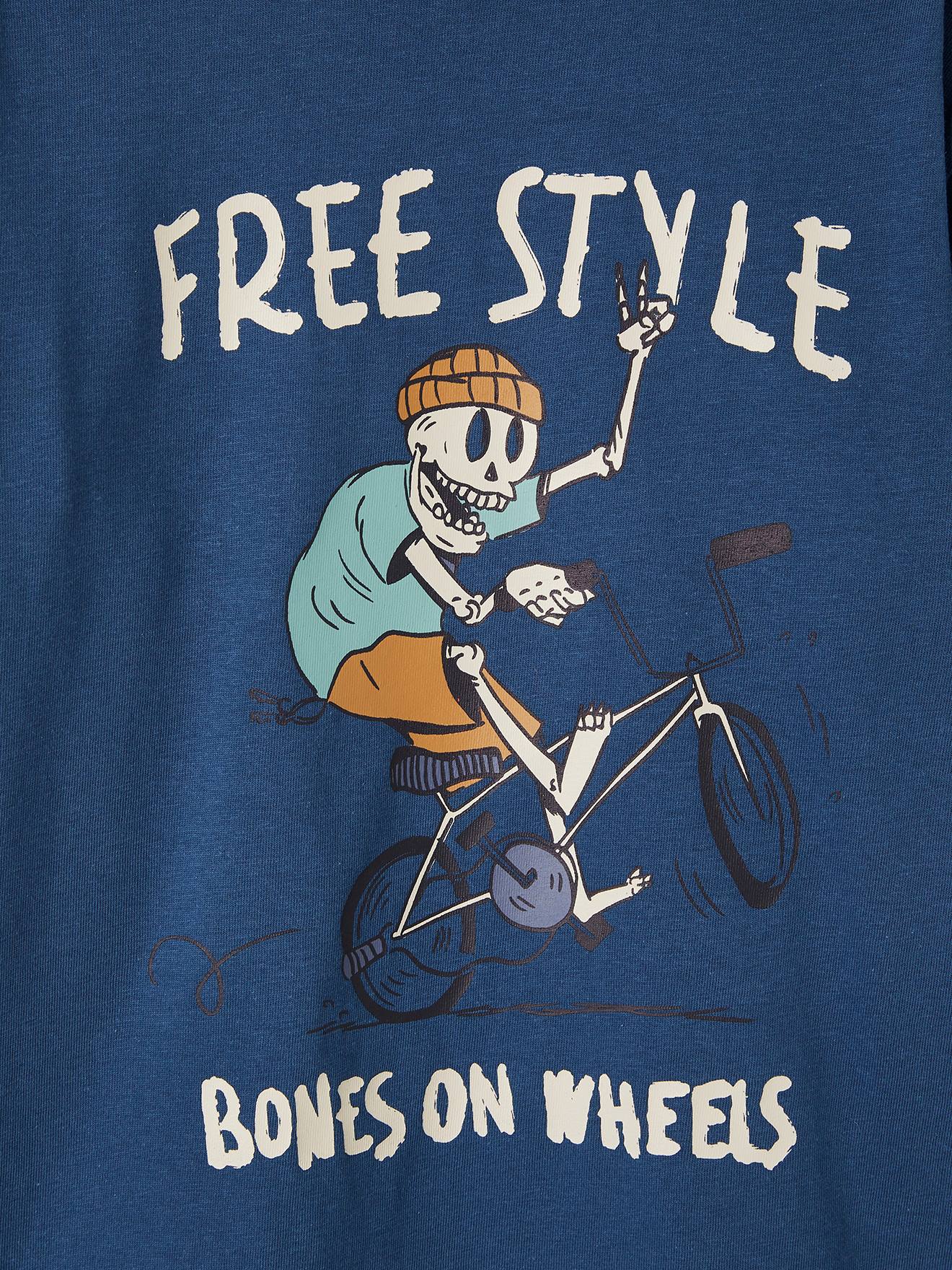 Tee-shirt doubles manches garçon dark bleu ardoise