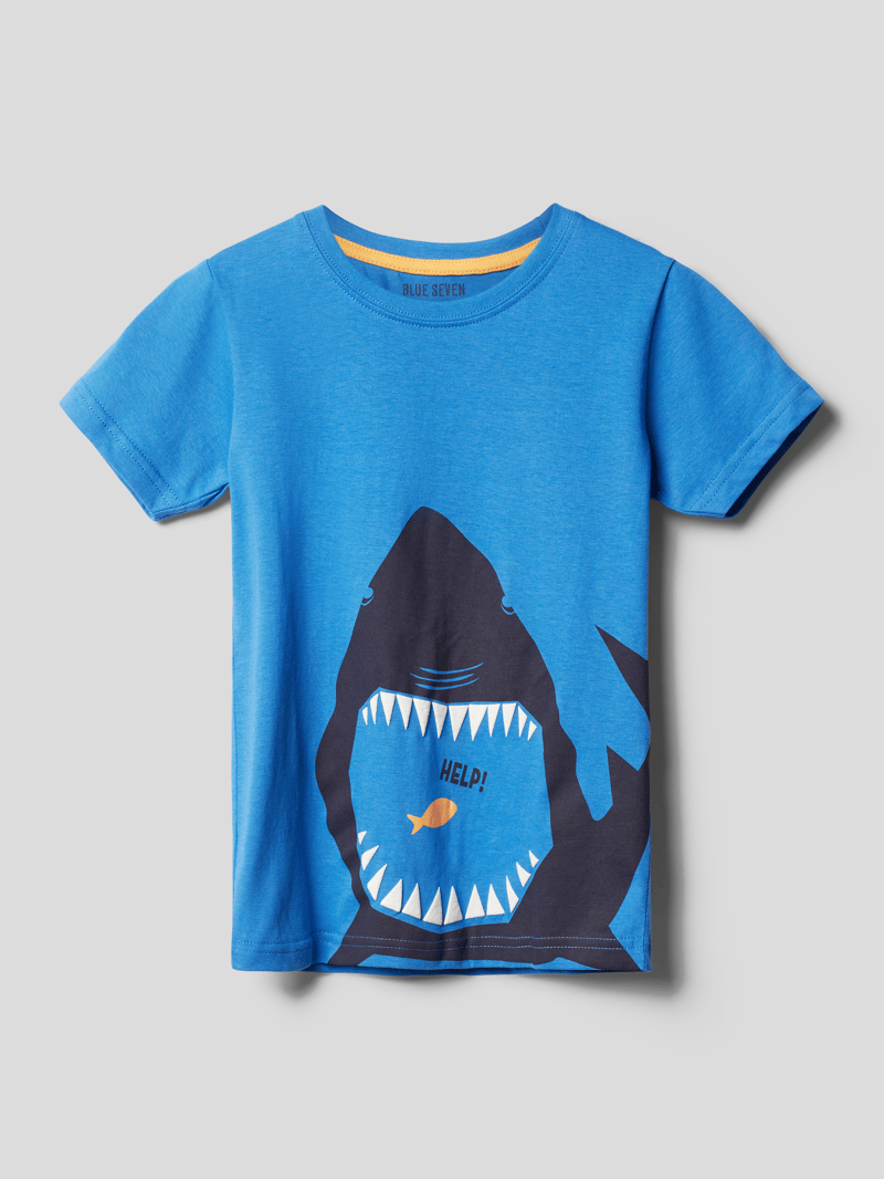 T-Shirt mit Motiv-Print in royalblau