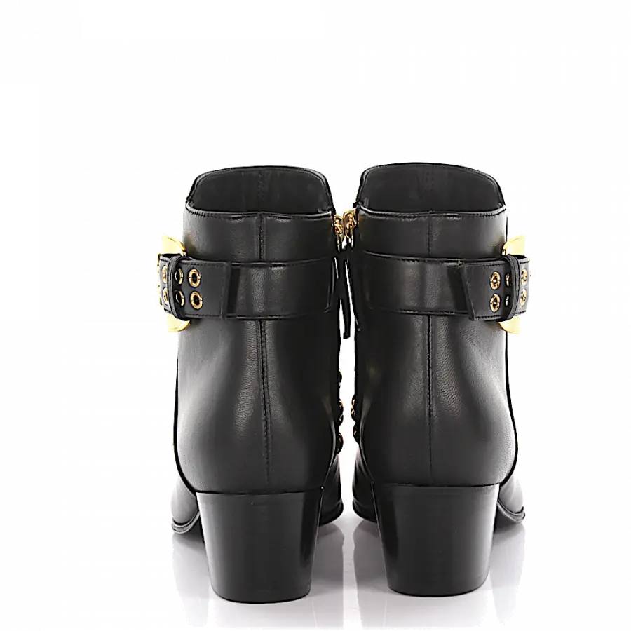 Giuseppe Zanotti - Stiefeletten Kalbsleder Nappaleder Nieten schwarz - schwarz