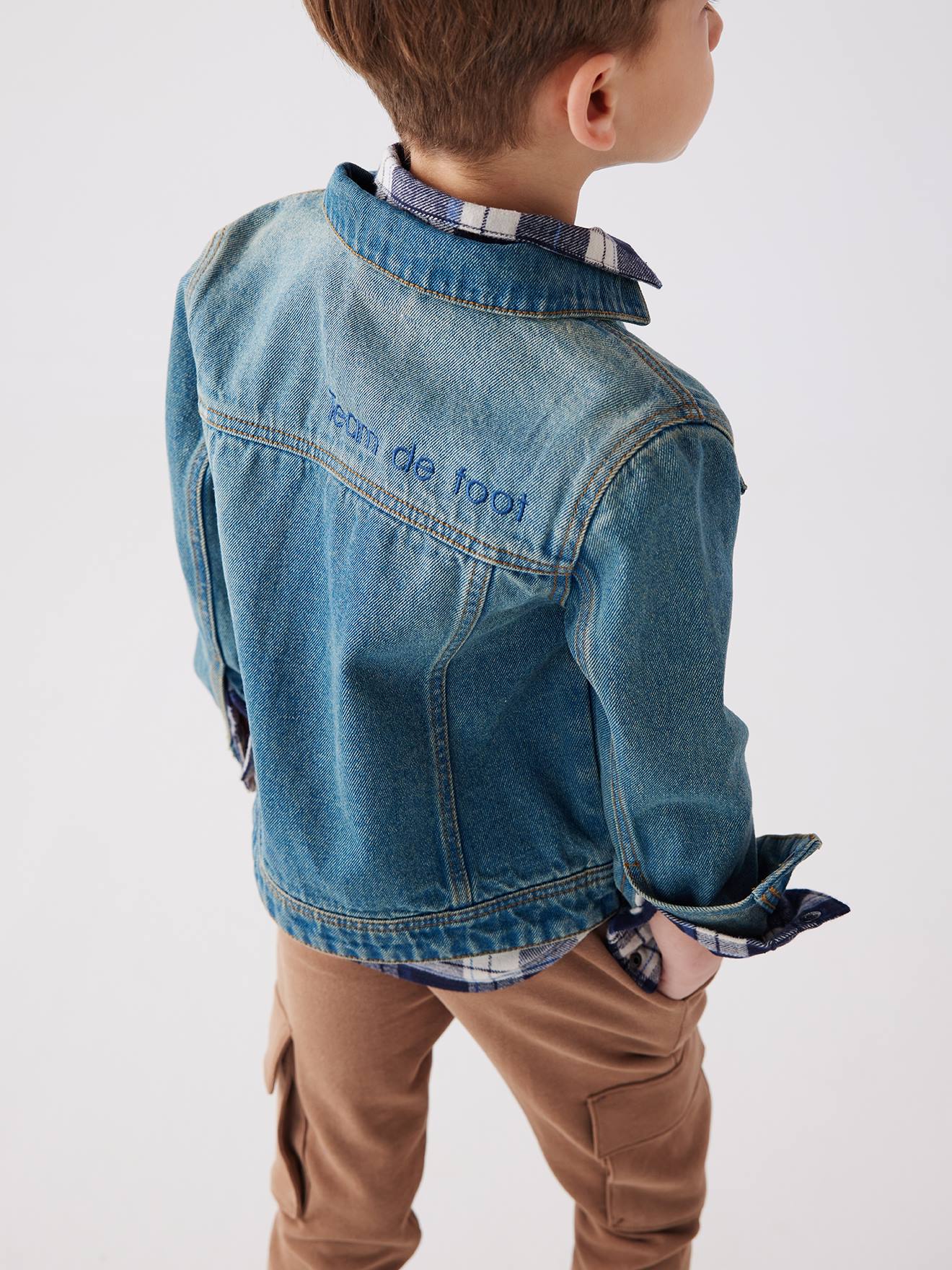 Vertbaudet Kinder Oversized-Jeansjacke waterless Oeko-Tex, personalisierbar - schwarz