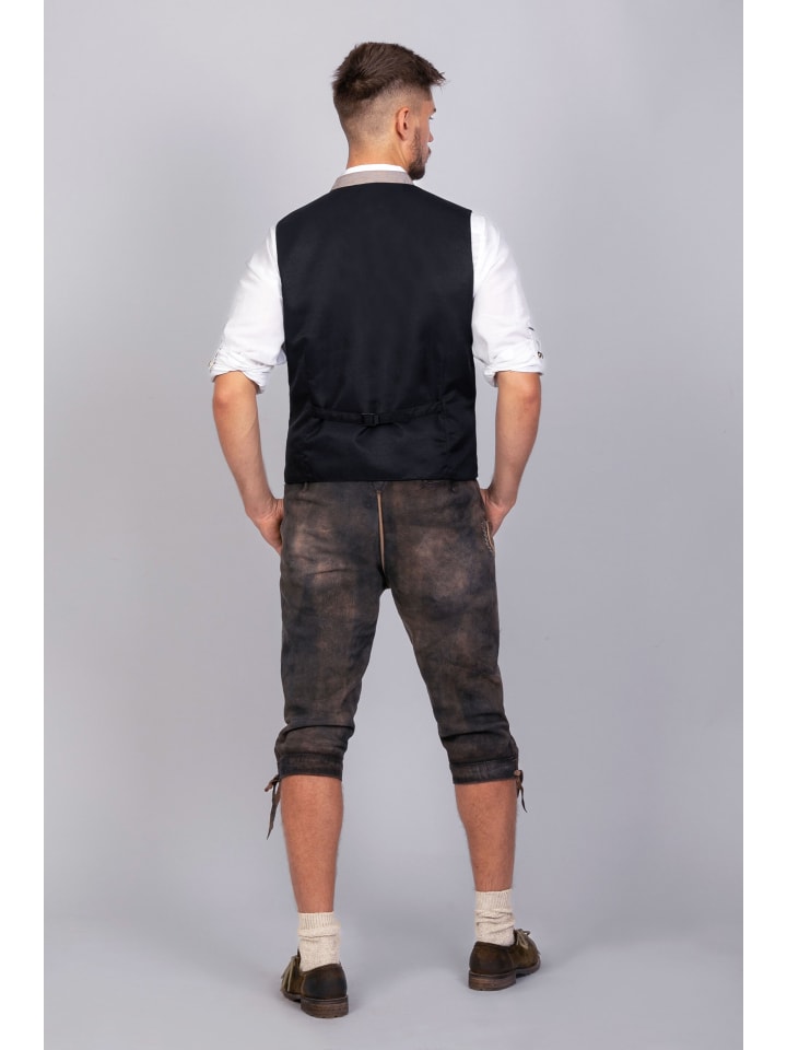 Edelnice Kniebund Wildbock Lederhose Alex in dunkelbraun günstig kaufen