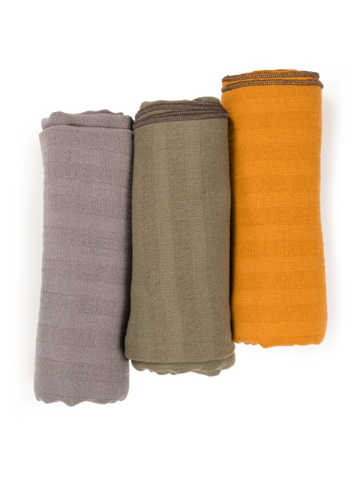 SlumberOrganix Bio Musselin Tücher 3er-Pack in Grün günstig kaufen 75x75 cm
