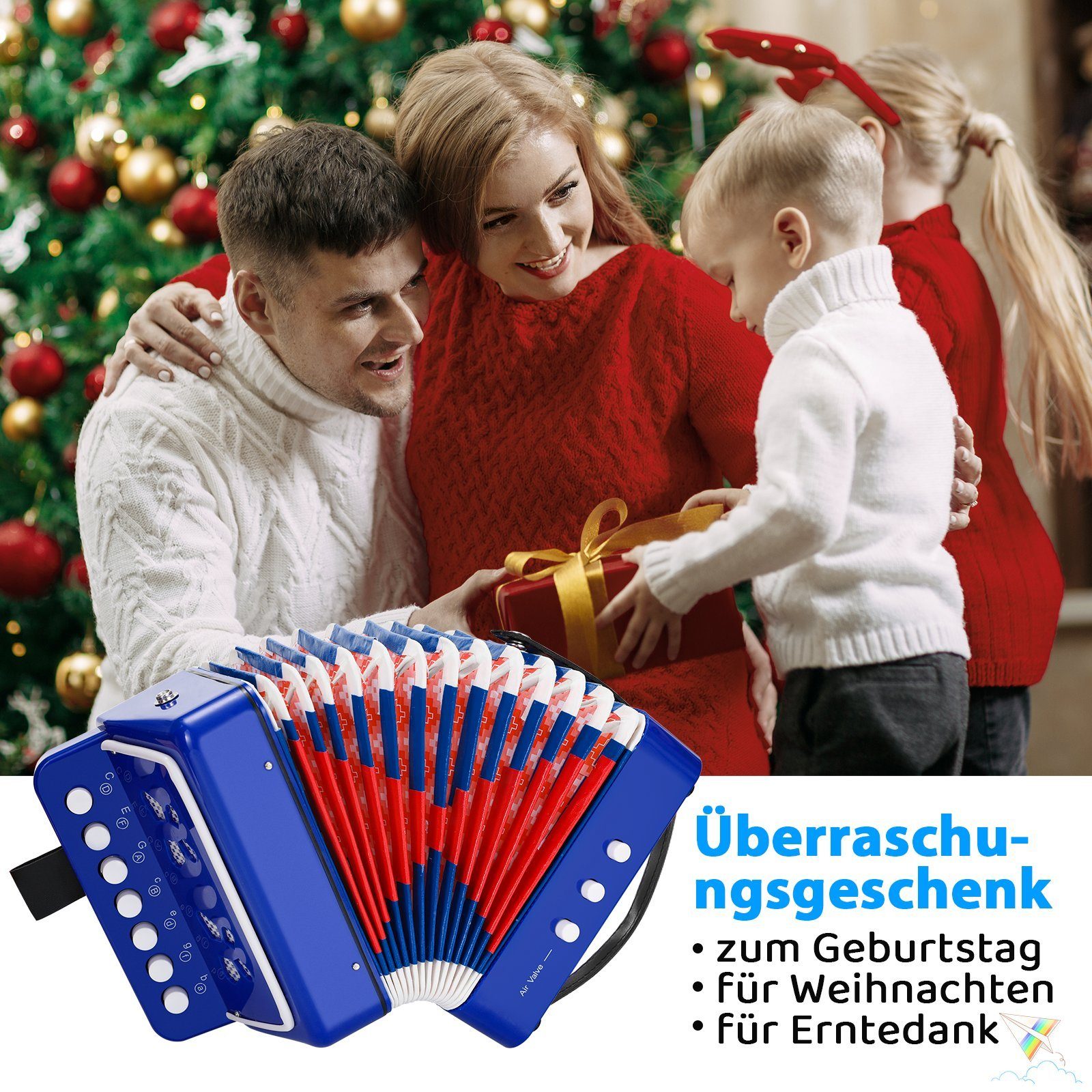 TLGREEN Kinder-Akkordeon Ziehharmonika 10 Tasten, Musikinstrument