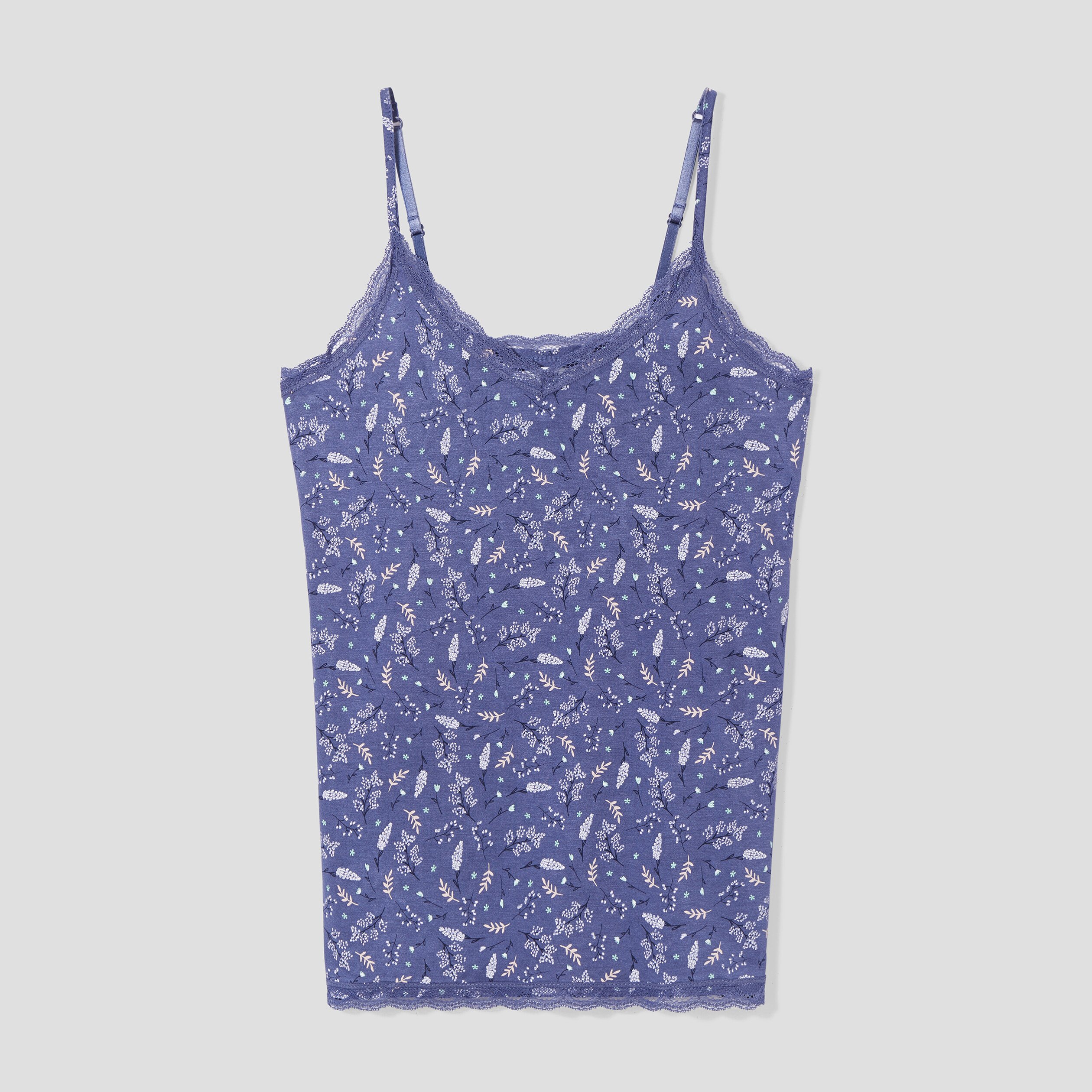 Haut de pyjama débardeur col V bleu femme | La Halle