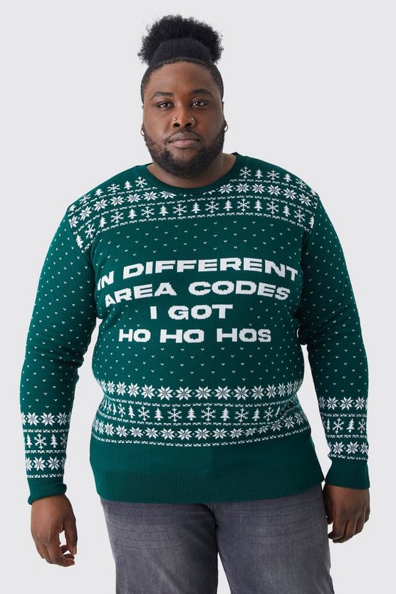 Plus Weihnachtspullover mit I Got Ho Ho Hos Print