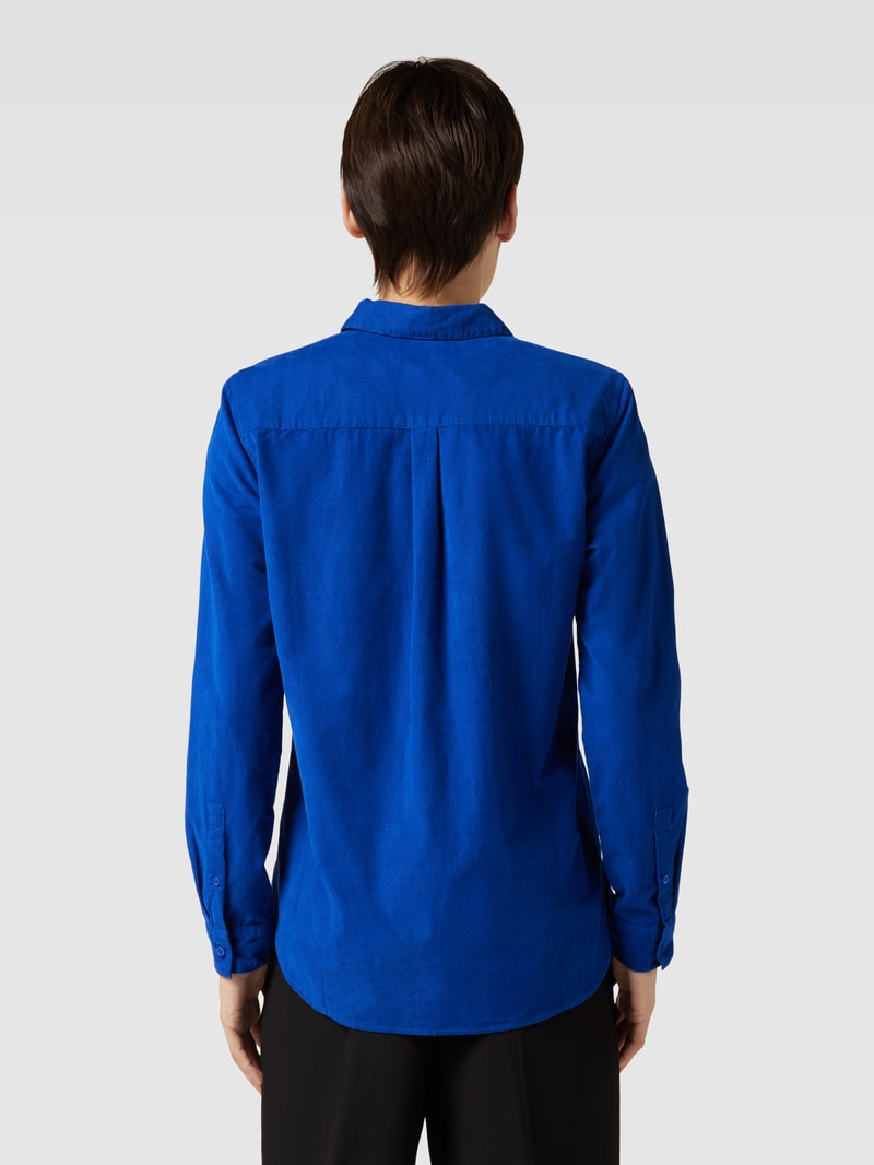 Hemdbluse in Cord-Optik mit Brusttaschen in himmelblau