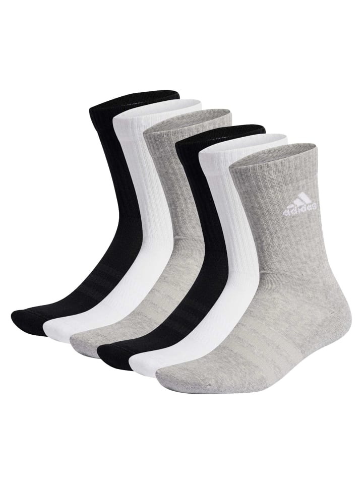 adidas Socken 6er Pack in Schwarz/Grau/Weiß günstig kaufen