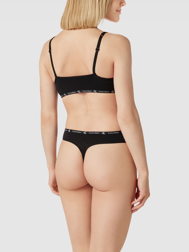 Bralette mit Spaghettiträgern Modell 'UNLINED' im 2er-Pack in schwarz