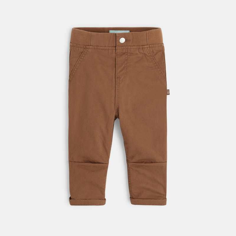 Pantalon toile effet denim doublé marron bébé garçon