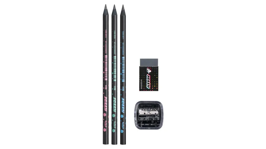 JOLLY Next Graphit HB 3 Stück mit Spitzer + Radierer