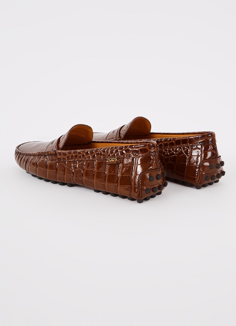 Mocasini Tod's Gommino din piele cu textură de crocodil