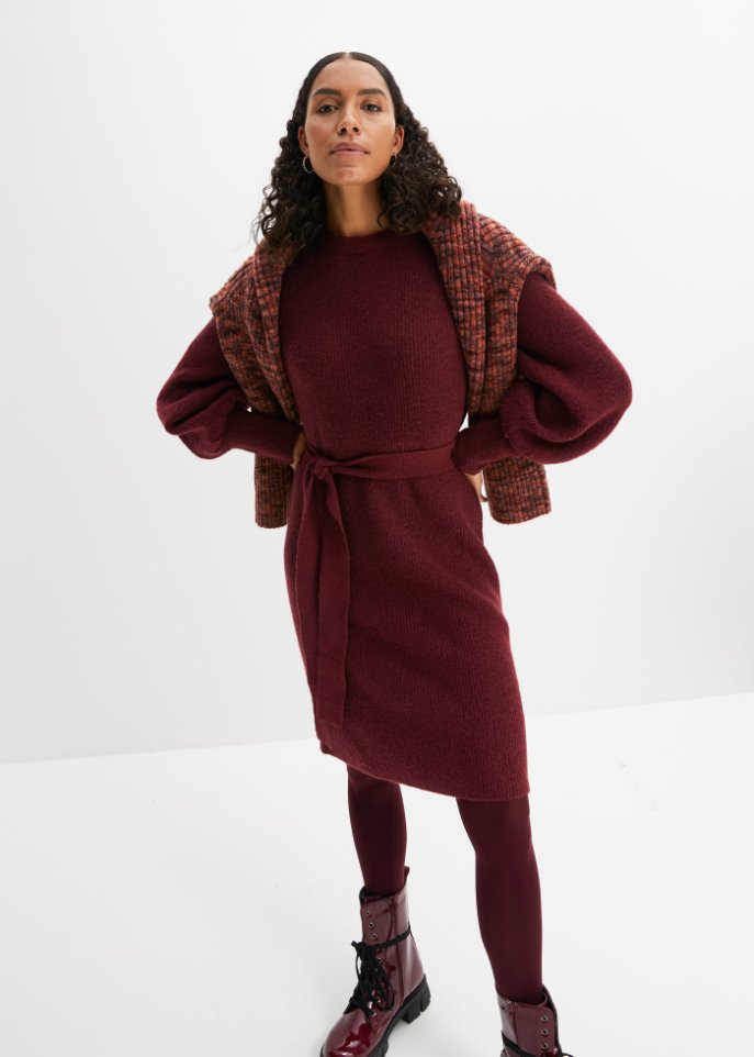 Strickkleid mit Ballonärmeln