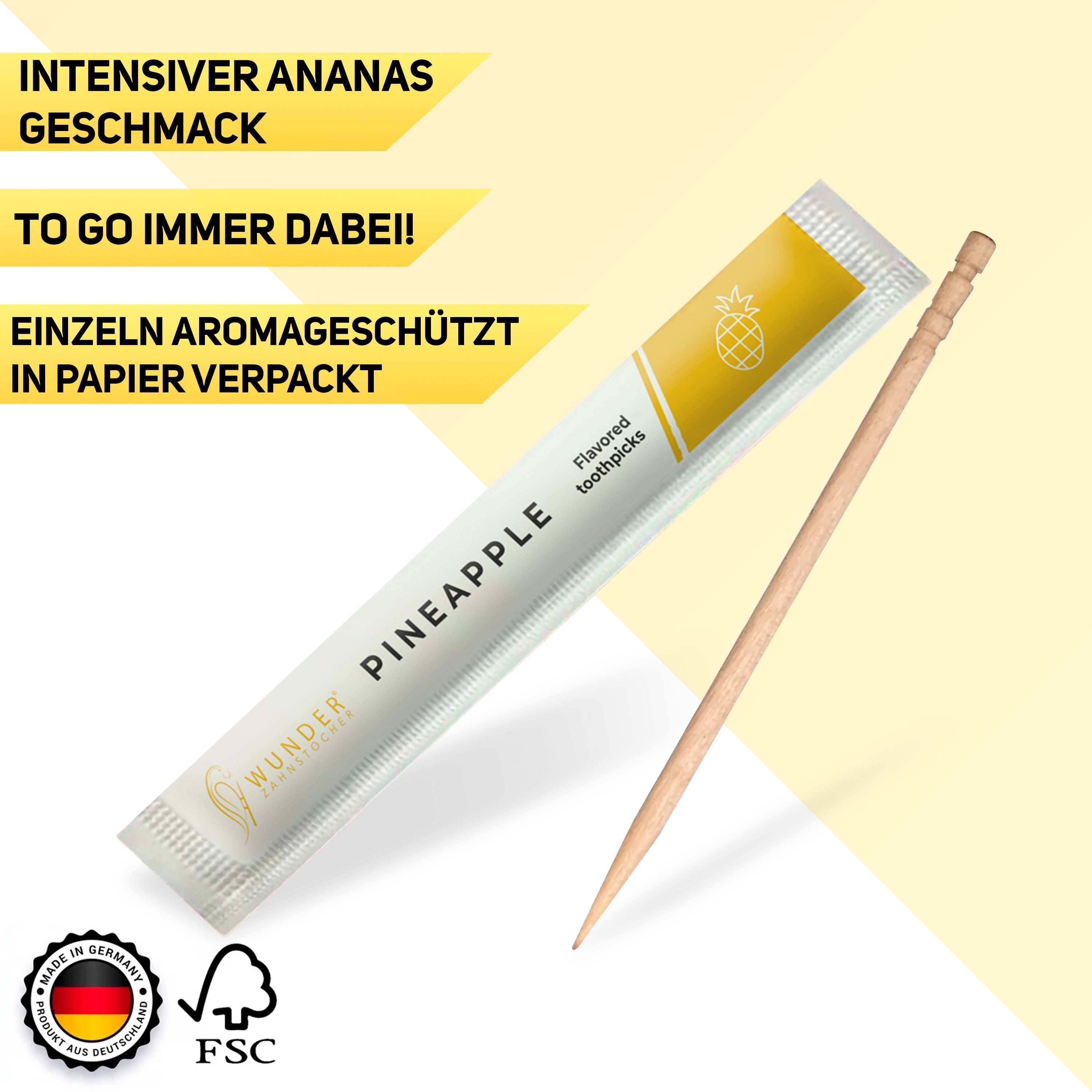 Wunder Zahnstocher Mundpflegecenter Wunder Zahnstocher mit Geschmack - 100x Zahnstocher EV Ananas