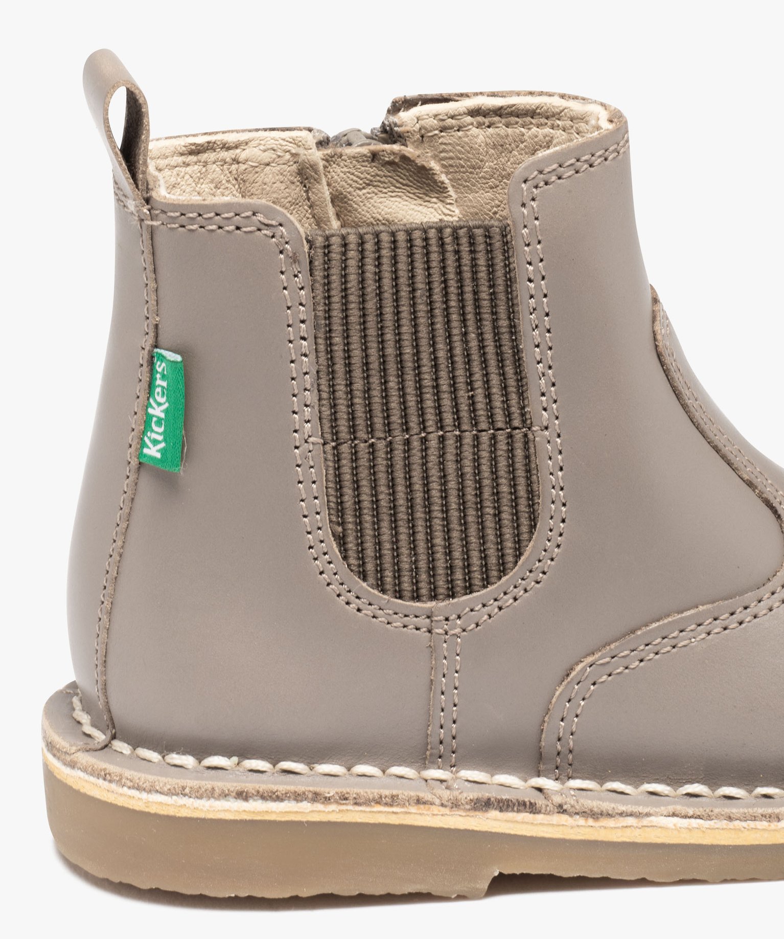 Boots bébé fille en cuir uni style Chelsea - Kickers taupe | GEMO