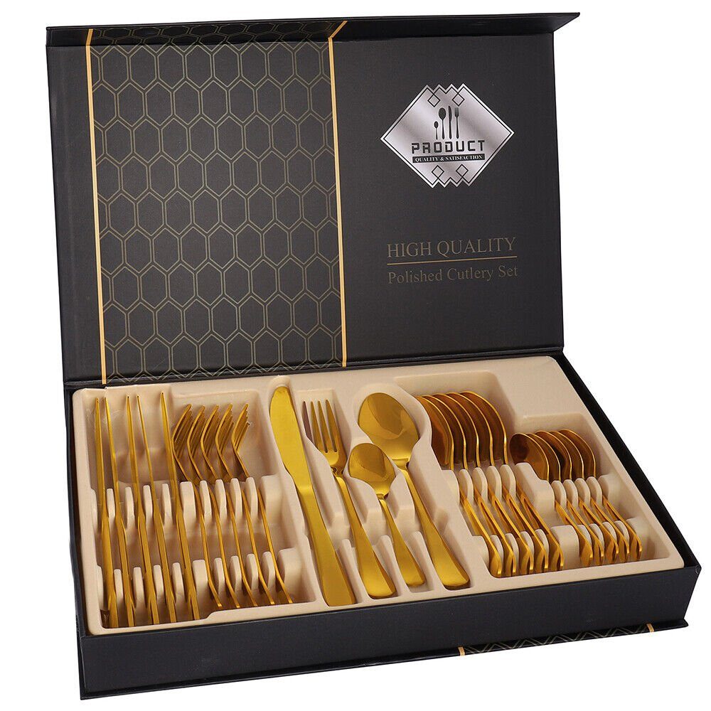 Bedee Besteck-Set Besteck 24 Stücke für 6 Personen, Besteckset, Besteckset aus Edelstahl, Spiegelpolierter Design für Küche/Restaurant