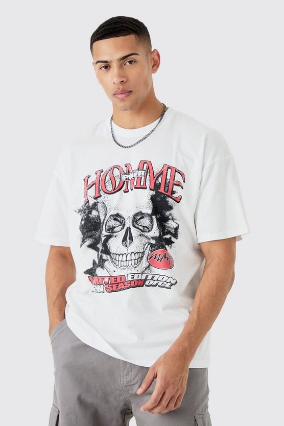 Oversize T-Shirt mit Totenkopf-Print