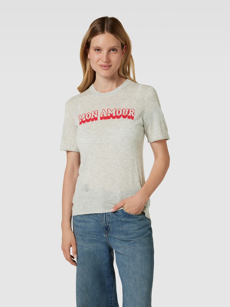 Strickshirt aus Kaschmir Modell 'MON AMOUR' in beige meliert