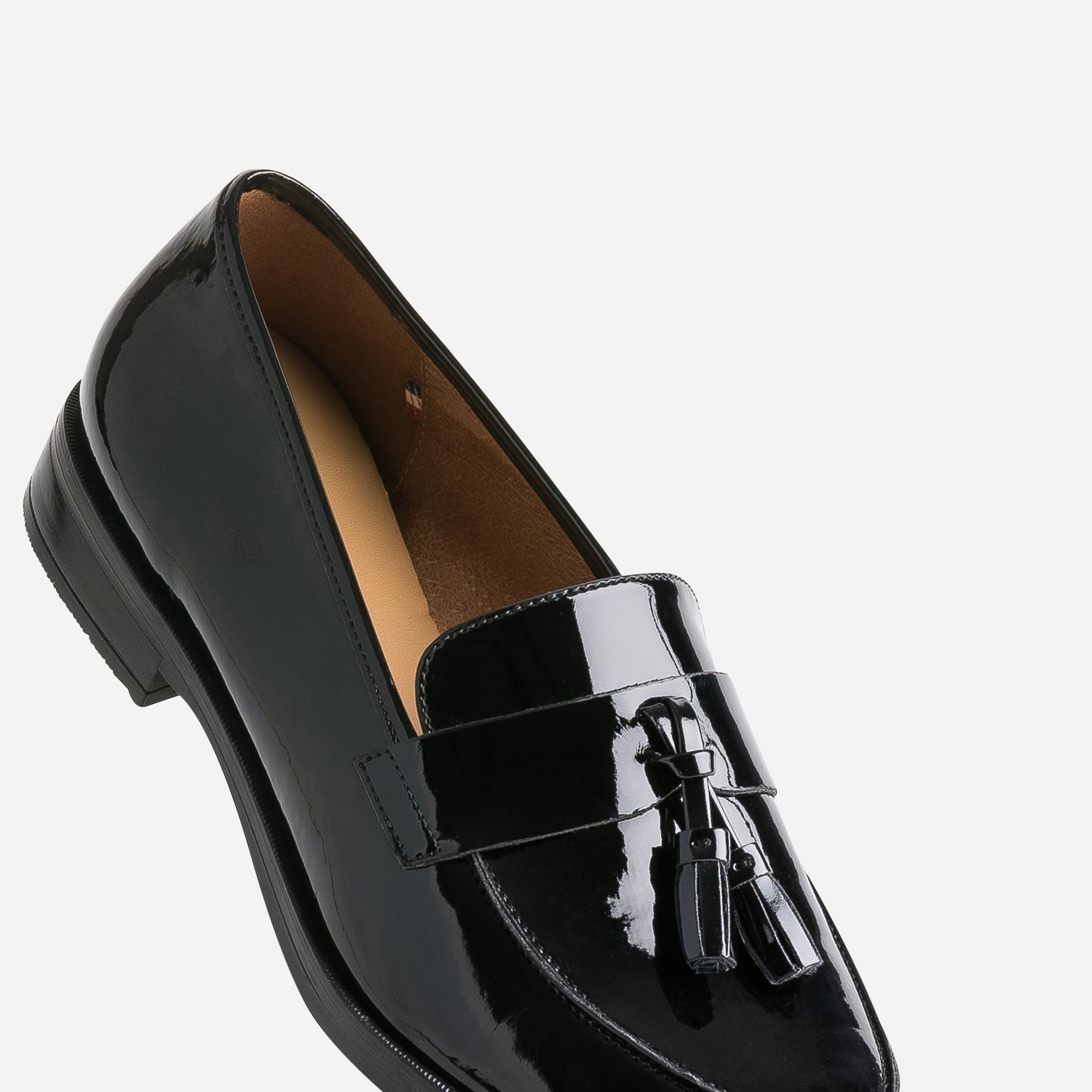 Mocassin à glands ERAM FLEX noir verni en cuir